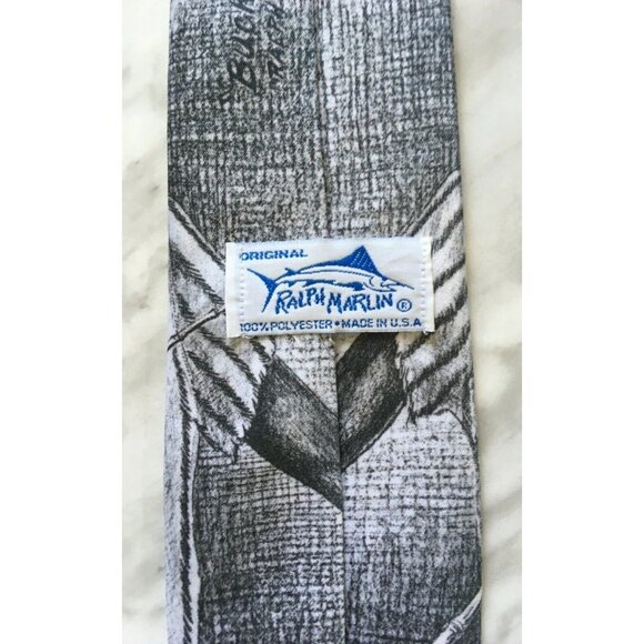Vintage Ralph Marlin Men's Tie Blaine Heilman Buckwheat ENT Black White 1991 USA - Picture 3 of 7